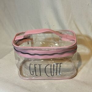Clear Makeup Bag with Pink Trim